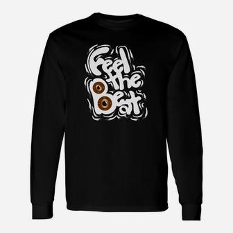 Feel the Beat Schwarzes Langarmshirts mit Lautsprechermotiv, Musik Tee - Seseable