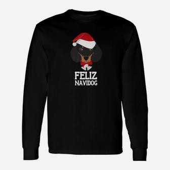 Feliz Navidog Merry Christmas Dog Dachshund Shirt Long Sleeve T-Shirt - Seseable