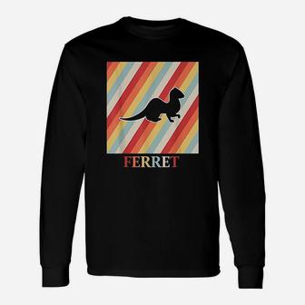 Ferret In Retro And Vintage 70's And 80's Style Long Sleeve T-Shirt - Seseable