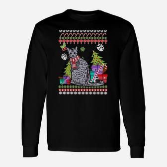 Festlicher Katzen-Weihnachtspullover Langarmshirts, Witziges Design für Weihnachten - Seseable