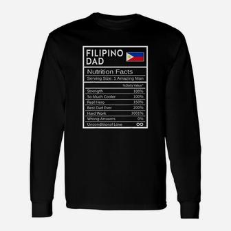 Filipino Dad Nutrition Facts National Pride Long Sleeve T-Shirt - Seseable