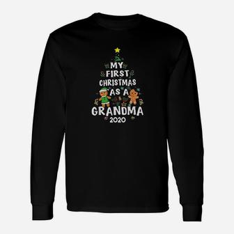 First Christmas As A Grandma 2020 Christmas Tree Long Sleeve T-Shirt - Seseable