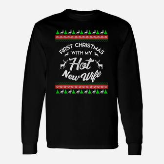First Christmas With My Hot New Wife Husband Long Sleeve T-Shirt - Seseable