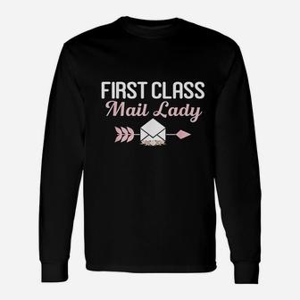 First Class Mail Lady Apparel Postal Worker Mail Carriers Long Sleeve T-Shirt - Seseable