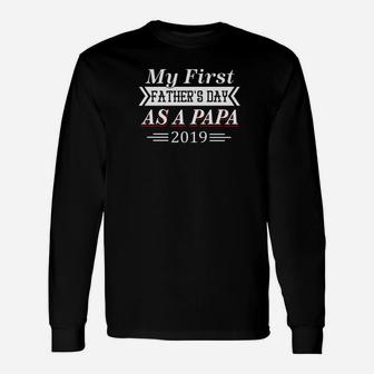 My First Fathers Day As A Papa For Fathers Day Premium Long Sleeve T-Shirt - Seseable