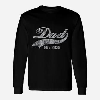 First Time Dad Est 2020 Promoted To Daddy Fathers Day Long Sleeve T-Shirt - Seseable