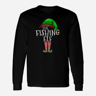 Fishing Elf Matching Group Christmas Dad Long Sleeve T-Shirt - Seseable