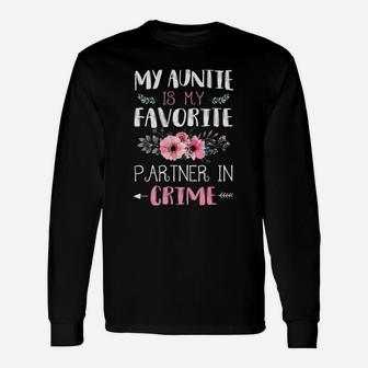 Flower My Auntie Is My Favorite Partner In Crime Long Sleeve T-Shirt - Seseable
