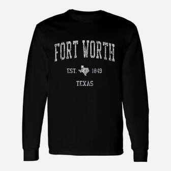 Fort Worth Texas Vintage Sports F. Worth Long Sleeve T-Shirt - Seseable