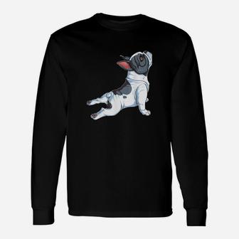 Französische Bulldogge Yoga Frauen Lustig Hund Welpe Langarmshirts - Seseable