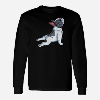 Französische Bulldogge Yoga Frauen Lustig Hund Welpe Langarmshirts - Seseable