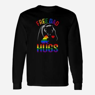 Free Dad Hugs Bear Lover Rainbow Lgbt Pride Long Sleeve T-Shirt - Seseable