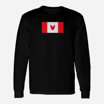 French Bulldog Canada Flag Men Women Long Sleeve T-Shirt - Seseable