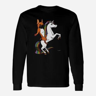 French Bulldog With Unicorn Rainbow Color Long Sleeve T-Shirt | Seseable UK