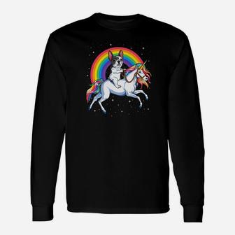 French Bulldog Unicorn Men Space Galaxy Rainbow Long Sleeve T-Shirt - Seseable