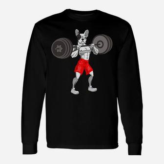 French Bulldog Workout Frenchie Mom Dad Long Sleeve T-Shirt - Seseable