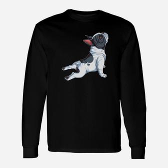 French Bulldog Yoga Frenchie Namaste Men Long Sleeve T-Shirt - Seseable