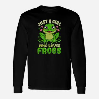 Frog Just A Girl Who Loves Frogs Frog Lover Long Sleeve T-Shirt - Seseable