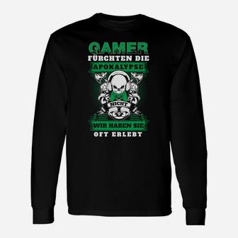 Gamer-Apokalypse Langarmshirts, Schwarzes mit Spruch & Totenkopf-Design - Seseable