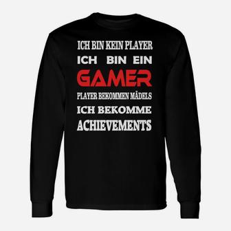 Gamer Statement Langarmshirts Schwarz – Ich bin kein Player, ich bin ein Gamer - Seseable