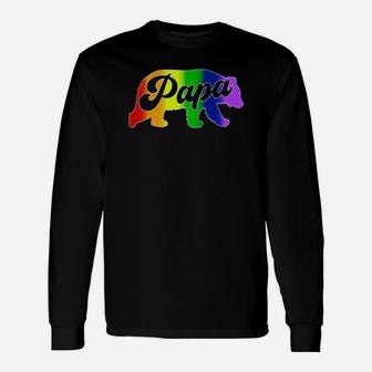 Gay Dad Shirt Papa Bear Pride Rainbow Colors Fathers Day Long Sleeve T-Shirt - Seseable