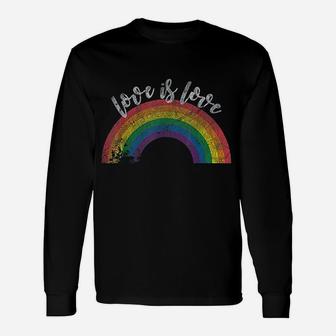 Gay Pride Vintage Rainbow Lgbt Love Is Love Long Sleeve T-Shirt - Seseable