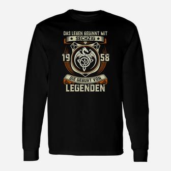 Geburt von Legenden 1958 Herren Langarmshirts, Vintage 65. Geburtstagsdesign - Seseable