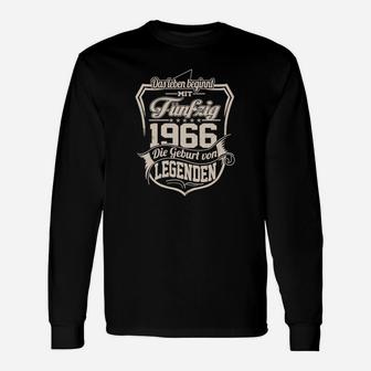 Geburt von Legenden 1966 Langarmshirts, Schwarzes Retro Herren Tee - Seseable