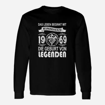 Geburt von Legenden 1969 Schwarzes Langarmshirts, Lebensmotto Jahrgang Tee - Seseable