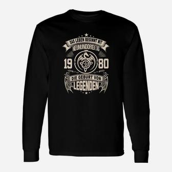 Geburt von Legenden 1980, Schwarzes Langarmshirts für Männer mit Jahrgangsmotiv - Seseable