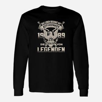 Geburtsjahr 1989 Legenden Langarmshirts, Adler Motiv Personalisiert - Seseable