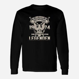 Geburtsjahr-Legenden Schwarzes Langarmshirts, Adlermotiv Design - Seseable