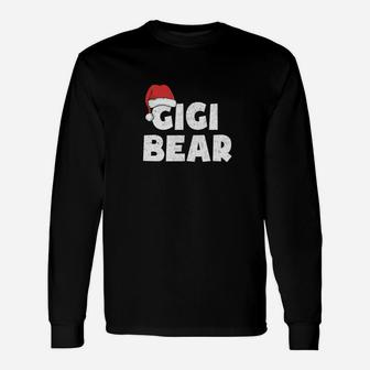Gigi Bear Christmas Pajamas Matching Santa Hat Long Sleeve T-Shirt - Seseable