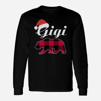 Gigi Christmas Bear Plaid Matching Christmas Long Sleeve T-Shirt - Seseable