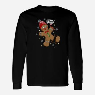 Gingerbread Man Oh Snap Christmas Long Sleeve T-Shirt - Seseable