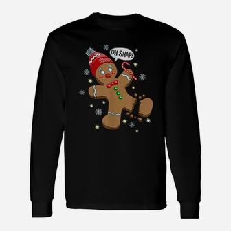 Gingerbread Man Oh Snap Christmas Long Sleeve T-Shirt - Seseable