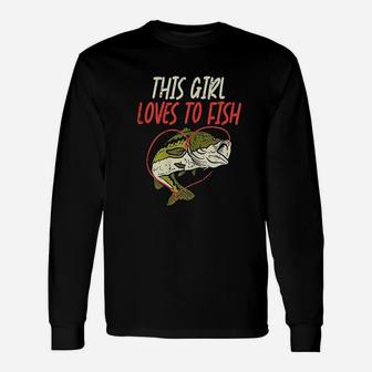 This Girl Loves To Fish Bass Fishing Matching Long Sleeve T-Shirt - Seseable