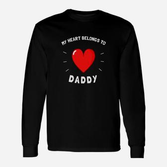 Girls Valentines Day My Heart Belongs To Daddy Long Sleeve T-Shirt - Seseable