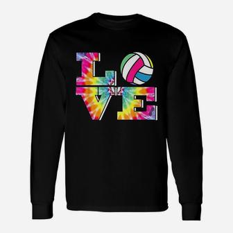 Girls Volleyball Tie Dye Love Colorful For Teenagers Long Sleeve T-Shirt - Seseable