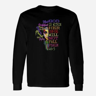 God Is Within Her She Will Not Fall Christian Inspirational Long Sleeve T-Shirt - Seseable