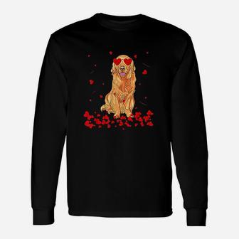 Golden Retriever Heart Valentines Day Dog Dad Long Sleeve T-Shirt - Seseable