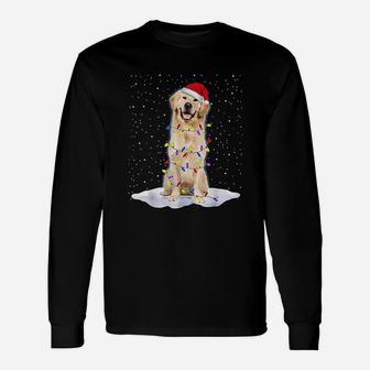 Golden Retriever Santa Christmas Tree Lights Xmas Long Sleeve T-Shirt - Seseable