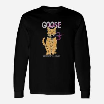 Goose Cool Name For A Cat Cartoon Style Long Sleeve T-Shirt - Seseable