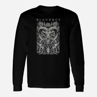 Gothic Herz Schwarzes Langarmshirts mit Bloodboy Grafik, Gruseliges Design - Seseable