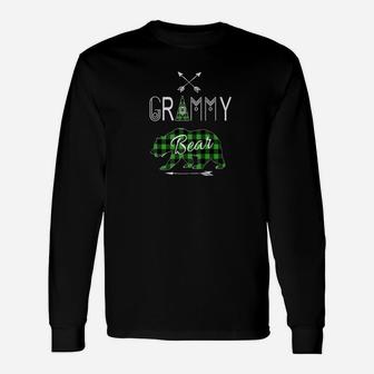 Grammy Bear Green Buffalo Plaid Xmas Camping Long Sleeve T-Shirt - Seseable