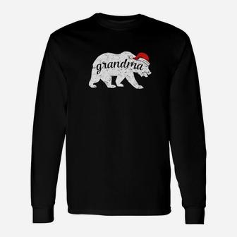 Grandma Bear Christmas Santa Hat Long Sleeve T-Shirt - Seseable