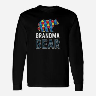 Grandma Bear World Autism Awareness Day Long Sleeve T-Shirt - Seseable
