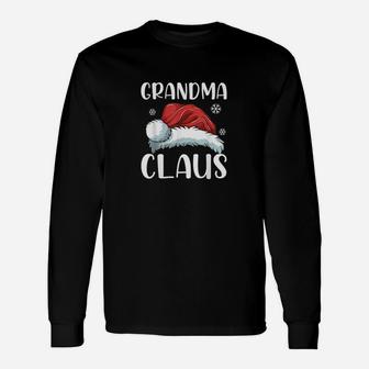 Grandma Claus Santa Hat Christmas Matching Pajama Long Sleeve T-Shirt - Seseable