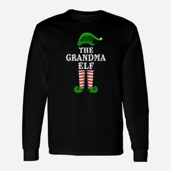 Grandma Elf Group Matching Christmas Party Pajama Long Sleeve T-Shirt - Seseable