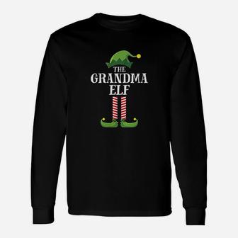 Grandma Elf Matching Group Christmas Party Pajama Long Sleeve T-Shirt - Seseable